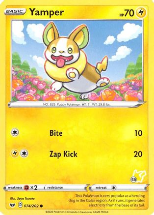 Yamper (074/202) (Pikachu Stamp #58) [Battle Academy 2022] | Silver Goblin