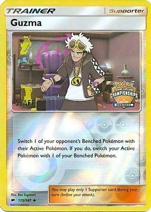Guzma - 115/147 (Regional Championships) [Staff] (115) Reverse Holofoil - League & Championship Cards