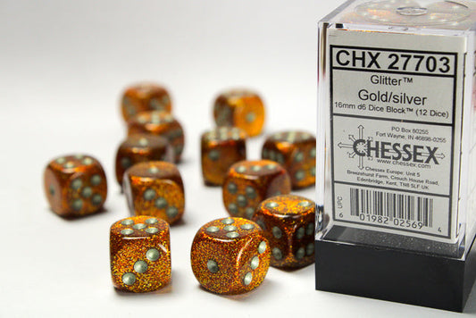 Chessex Glitter Gold/Silver 12d6 16mm