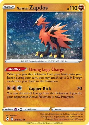 Galarian Zapdos (082/203) (Cosmos Holo) [Sword & Shield: Evolving Skies] | Silver Goblin