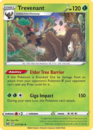 Trevenant (17) Reverse Holofoil - Lost Origin