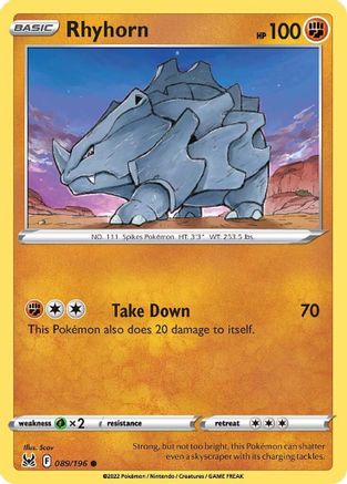 Rhyhorn (89) Reverse Holofoil - Lost Origin
