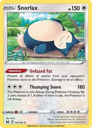 Snorlax (143) Holofoil - Lost Origin
