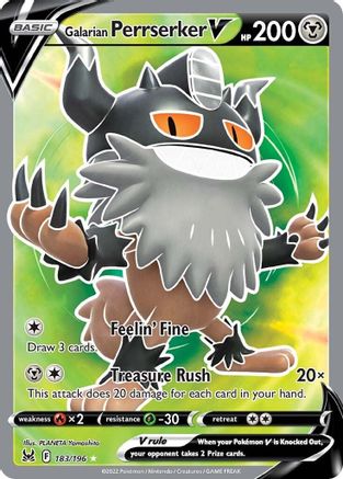 Galarian Perrserker V (Full Art) (183) Holofoil - Lost Origin