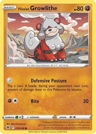 Hisuian Growlithe - 070/189 (Cosmos Holo) (70) Holofoil - Deck Exclusives