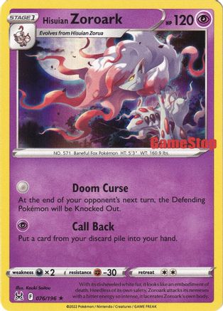Hisuian Zoroark - 076/196 (Gamestop Exclusive) (76) Holofoil - Miscellaneous Cards & Products