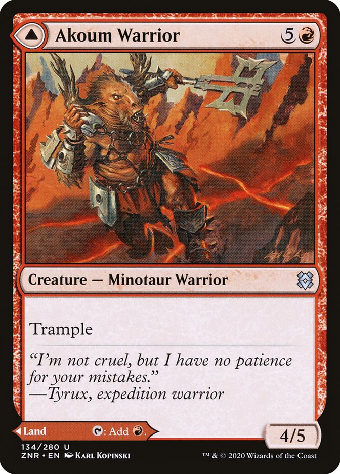 Akoum Warrior // Akoum Teeth [Zendikar Rising] Foil