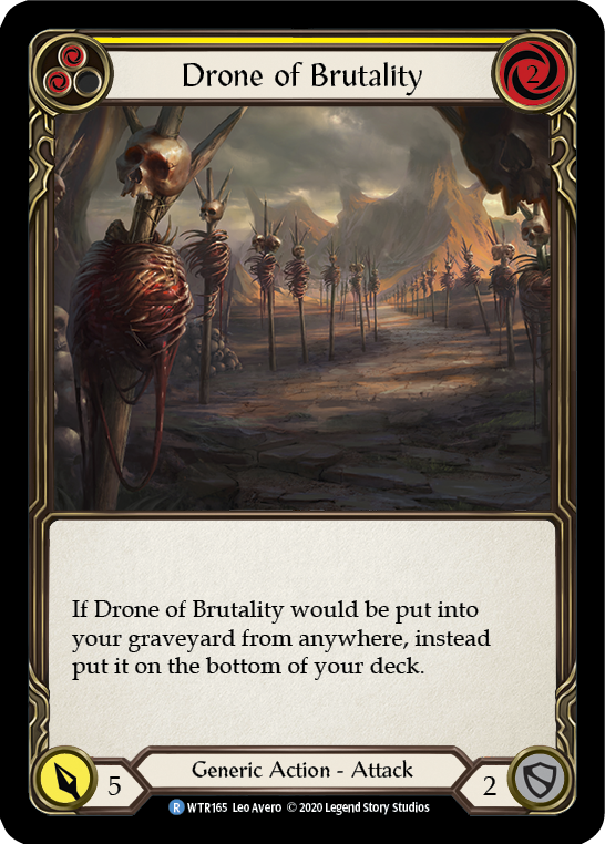 Drone of Brutality (Yellow) Unlimited Edition Rainbow Foil (WTR165) - Welcome to Rathe