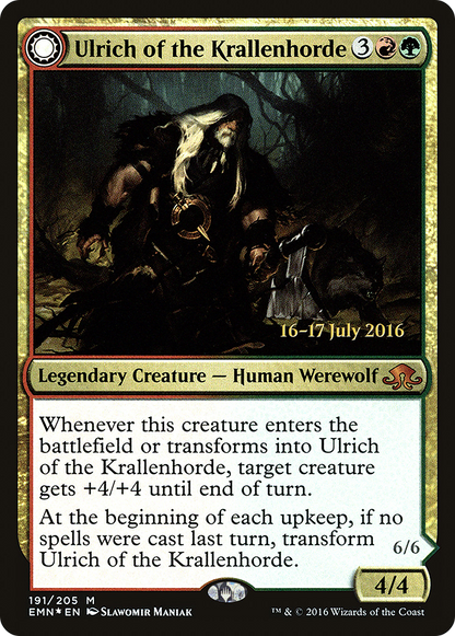 Ulrich of the Krallenhorde // Ulrich, Uncontested Alpha [Eldritch Moon Prerelease Promos]