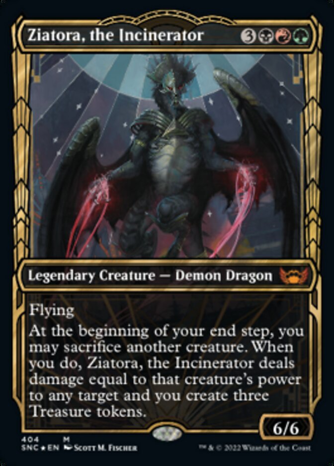 Ziatora, the Incinerator (Showcase Golden Age Gilded Foil) [Streets of New Capenna] | Silver Goblin