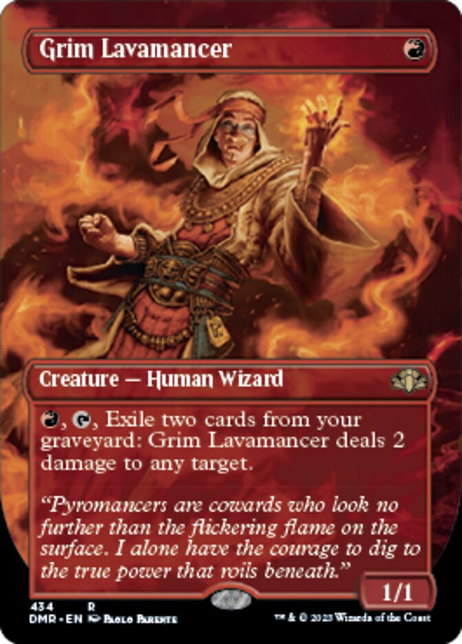 Grim Lavamancer (Borderless Alternate Art) [Dominaria Remastered] | Silver Goblin