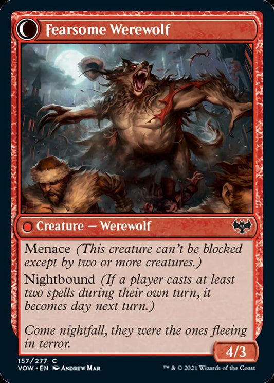 Fearful Villager // Fearsome Werewolf [Innistrad: Crimson Vow] Foil