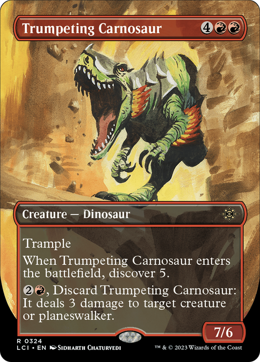 Trumpeting Carnosaur (Borderless) [The Lost Caverns of Ixalan] Foil