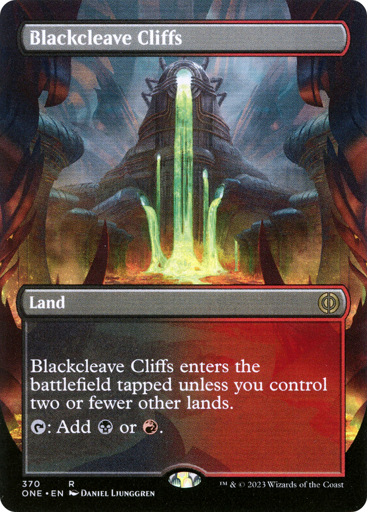 Blackcleave Cliffs (Borderless Alternate Art) [Phyrexia: All Will Be One] Foil