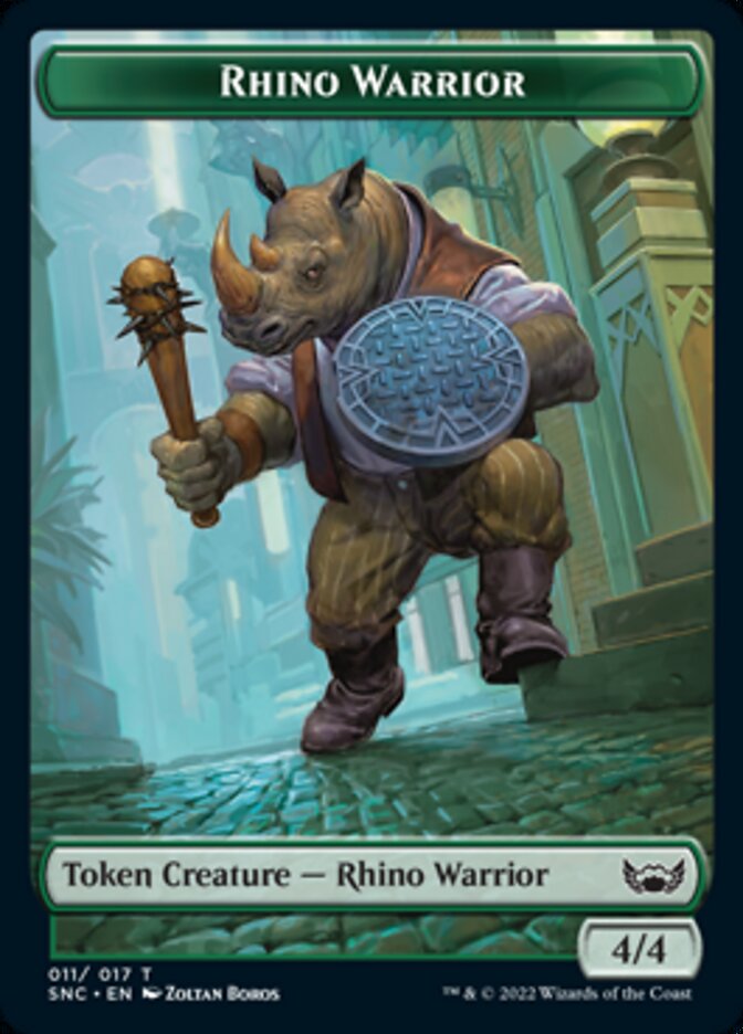 Fish // Rhino Warrior Double-Sided Token [Streets of New Capenna Tokens] | Silver Goblin