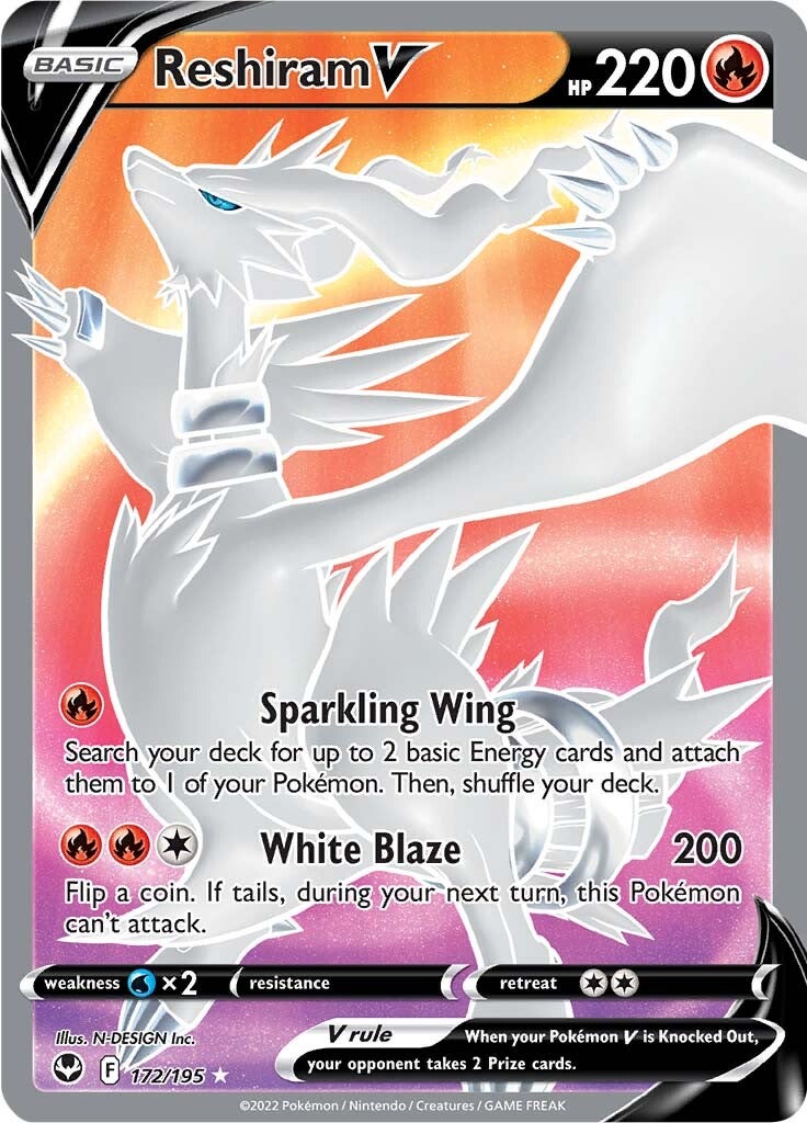 Reshiram V (172/195) [Sword & Shield: Silver Tempest] | Silver Goblin