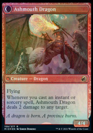 Smoldering Egg // Ashmouth Dragon (159s) Foil - Innistrad: Midnight Hunt Promos