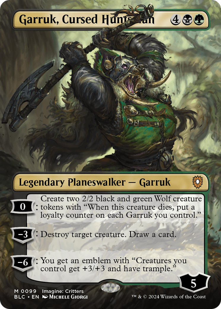 Garruk, Cursed Huntsman (Borderless) [Bloomburrow Commander] | Silver Goblin