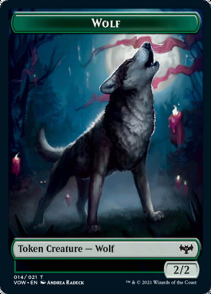 Zombie (008) // Wolf (014) Double-Sided Token [Innistrad: Crimson Vow Tokens] | Silver Goblin