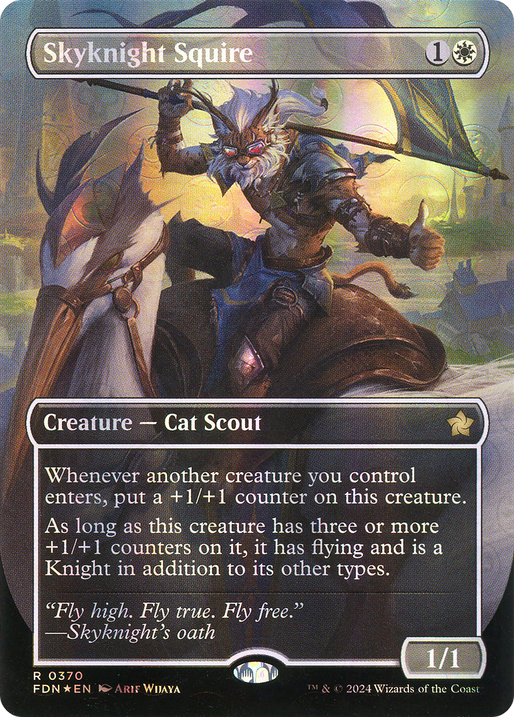 Skyknight Squire (Borderless) (Mana Foil) [Foundations] | Silver Goblin