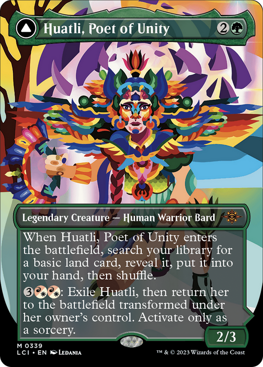 Huatli, Poet of Unity // Roar of the Fifth People (Borderless) [The Lost Caverns of Ixalan] Foil
