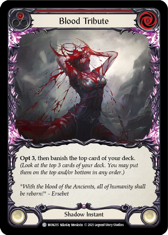 Blood Tribute (Red) 1st Edition Rainbow Foil (MON215) - Monarch | Silver Goblin