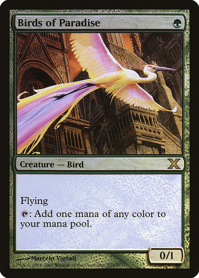 Birds of Paradise (Premium Foil) [Tenth Edition] | Silver Goblin