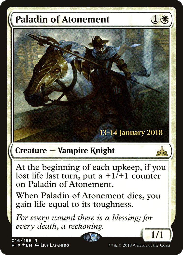 Paladin of Atonement [Rivals of Ixalan Prerelease Promos] | Silver Goblin