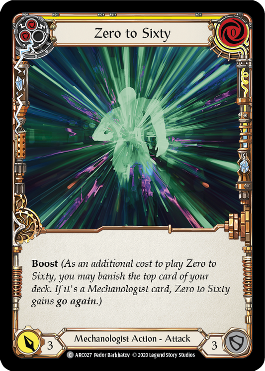 Zero to Sixty (Yellow) Unlimited Edition Rainbow Foil (ARC027) - Arcane Rising