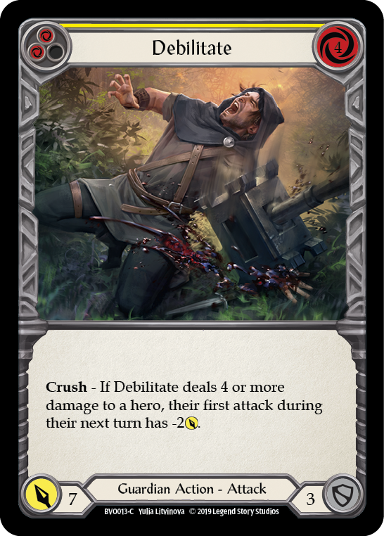 Debilitate (Yellow) [BVO013-C] (Bravo Hero Deck)  1st Edition Normal | Silver Goblin