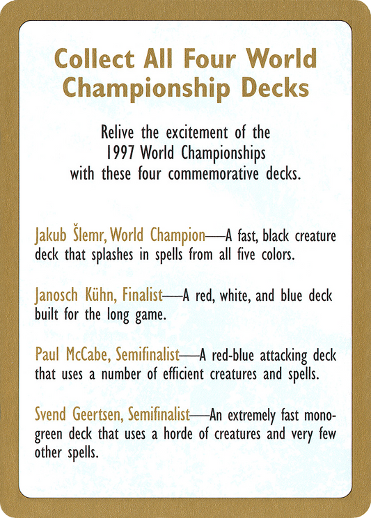 1997 World Championships Ad [World Championship Decks 1997]