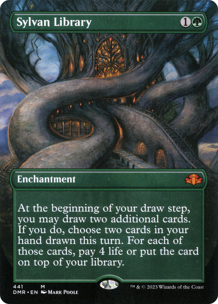 Sylvan Library (Borderless Alternate Art) [Dominaria Remastered] | Silver Goblin