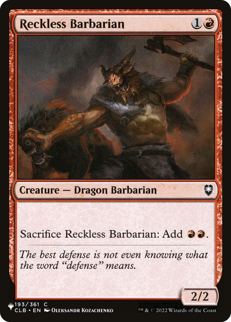 Reckless Barbarian [The List Reprints] | Silver Goblin