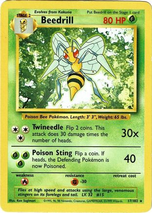 Beedrill (17/102) [Base Set Unlimited] | Silver Goblin