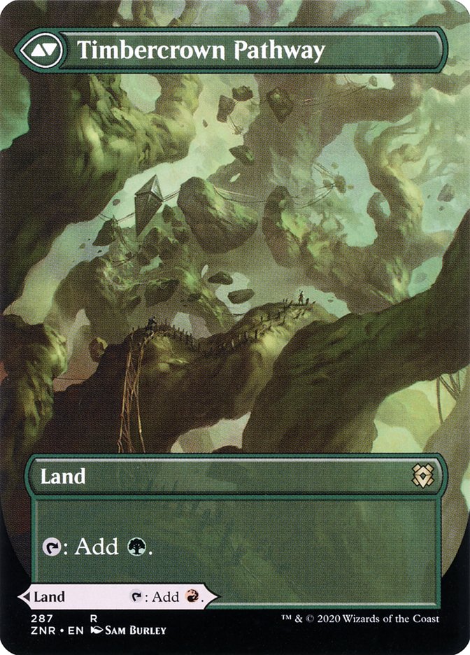Cragcrown Pathway // Timbercrown Pathway (Borderless Alternate Art) [Zendikar Rising] Foil