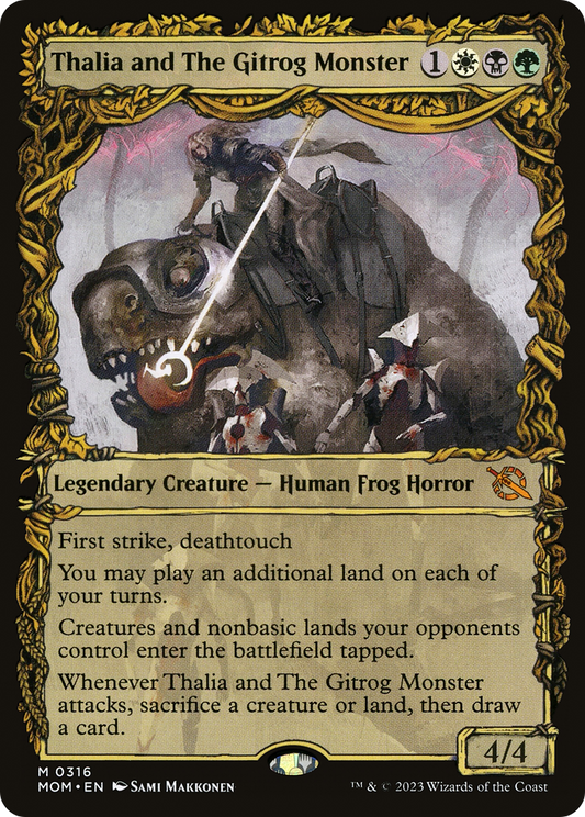 Thalia and The Gitrog Monster (Showcase Planar Booster Fun) [March of the Machine] Foil