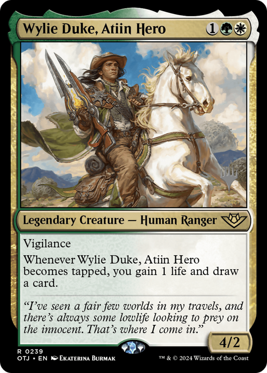 Wylie Duke, Atiin Hero (Promo Pack) [Outlaws of Thunder Junction Promos] Foil