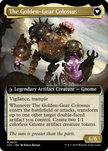 Tetzin, Gnome Champion // The Golden-Gear Colossus (Extended Art) [The Lost Caverns of Ixalan Commander] Foil