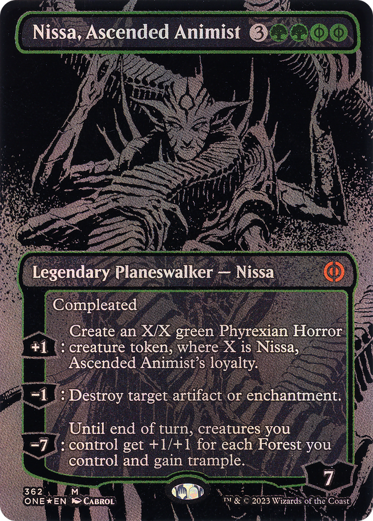 Nissa, Ascended Animist (Oil Slick Raised Foil) [Phyrexia: All Will Be One] | Silver Goblin