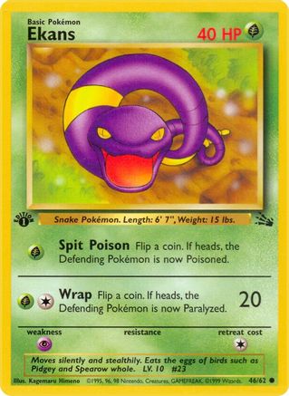 Ekans (46/62) [Fossil 1st Edition] | Silver Goblin