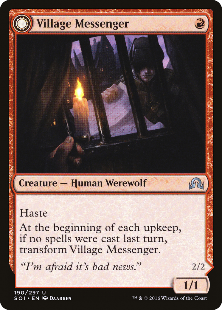 Village Messenger // Moonrise Intruder [Shadows over Innistrad] Foil