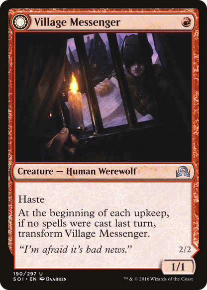 Village Messenger // Moonrise Intruder [Shadows over Innistrad] Foil