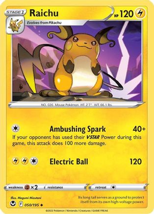 Raichu (50) Reverse Holofoil - Silver Tempest