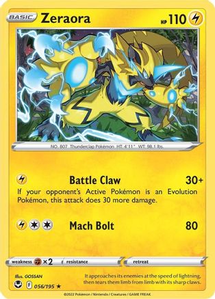 Zeraora (056/195) [Sword & Shield: Silver Tempest] Reverse Holofoil