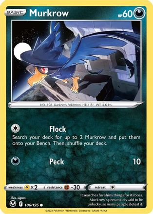 Murkrow (106) Reverse Holofoil - Silver Tempest