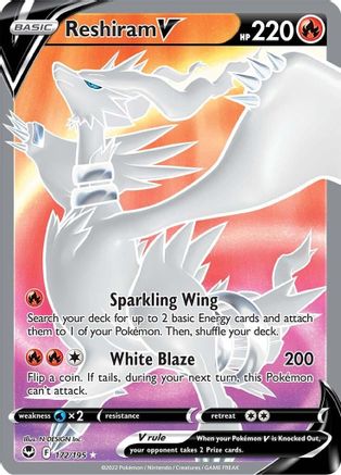 Reshiram V (Full Art) (172) Holofoil - SWSH12 Silver Tempest