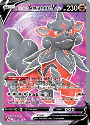 Hisuian Arcanine V (Full Art) (179) Holofoil - Silver Tempest