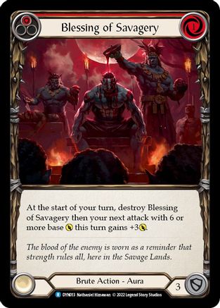 Blessing of Savagery (Red) Rainbow Foil (DYN013) - Dynasty | Silver Goblin