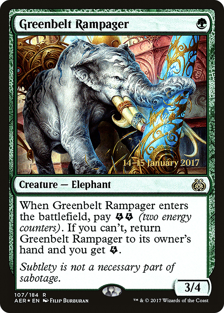 Greenbelt Rampager [Aether Revolt Prerelease Promos] | Silver Goblin