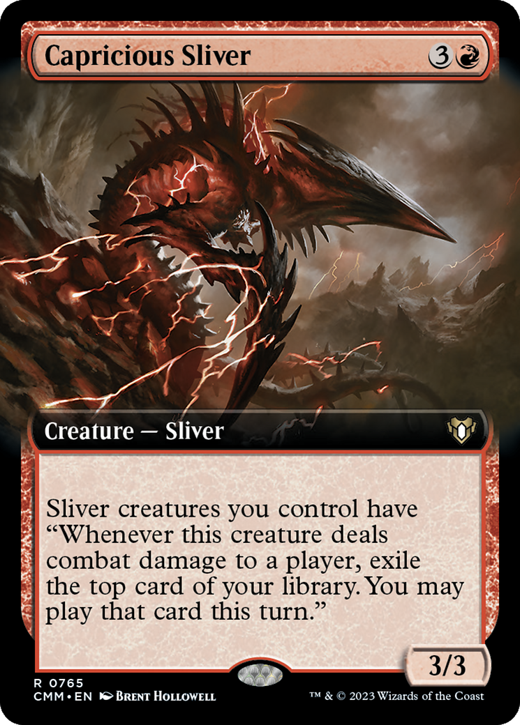 Capricious Sliver (Extended Art) [Commander Masters] | Silver Goblin